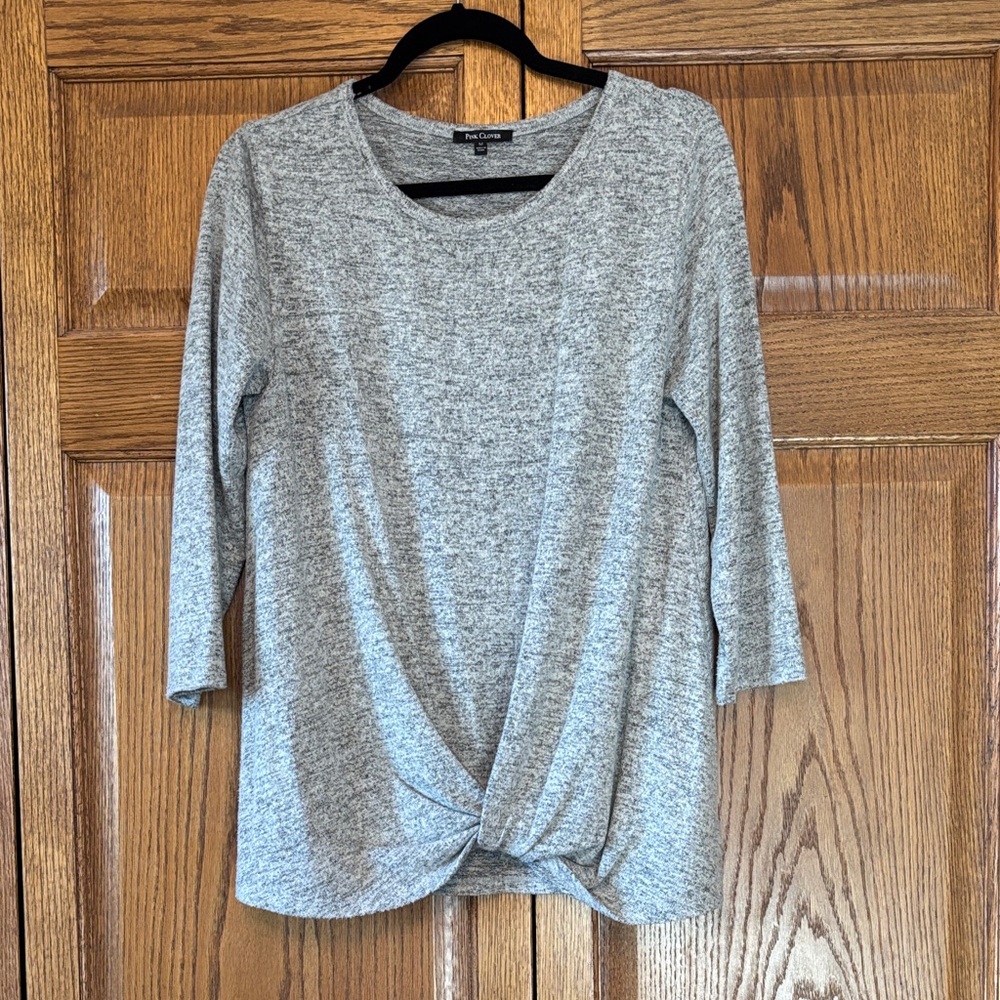 Pink Clover Gray Twist Front Tunic